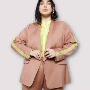 Wildfang‎ The Empower Colorblock Tux Blazer Rose Brown Neon Size Large